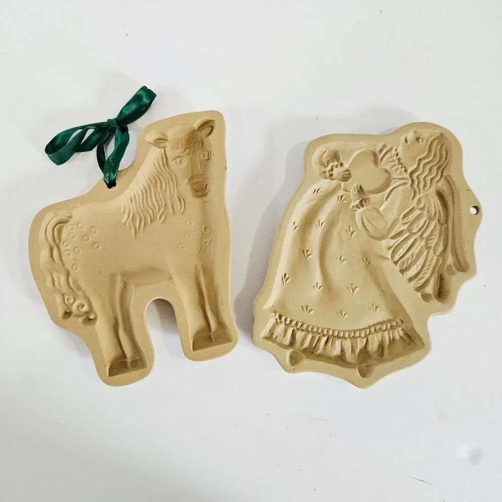 Vintage Brown Bag Cookie Art Cookie Mold 1991 1987 Retired Designs Angel & Horse